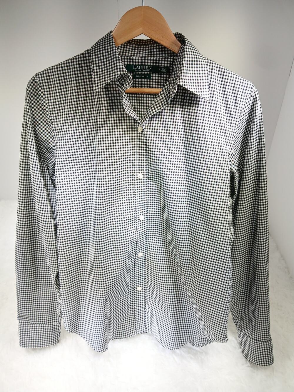 Ralph Lauren Long Sleeve Black and White Gingham/Check - Women's Size Small
